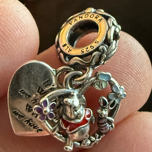 Silver Heart Charm with Red Accents - Picture 3 of 5